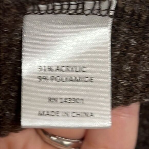 Brown Sweater Cardigan Woman's One Size Coco + Carmen Knit Drop Shoulder Pockets - Picture 11 of 12